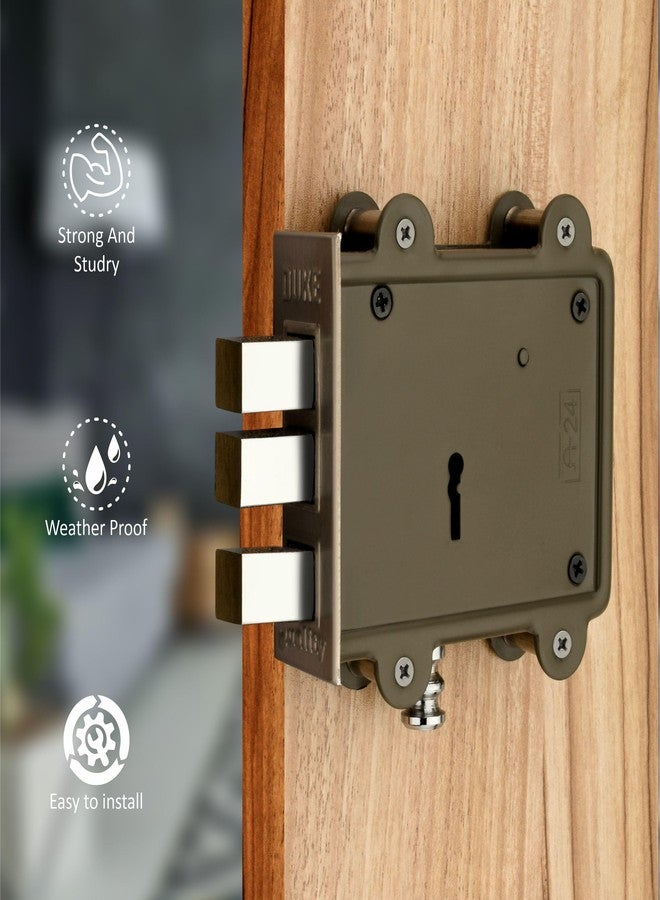 دوق قفل باب ديوك (ثلاثة أذرع مربعة) بثمانية أذرع، طوله 125 مم، قفل مزدوج الحركة مع ثلاثة مفاتيح مطلية بالكروم، لون رمادي - Image 2